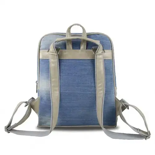 Stylish Denim Backpack with Front Flap and Compact Design